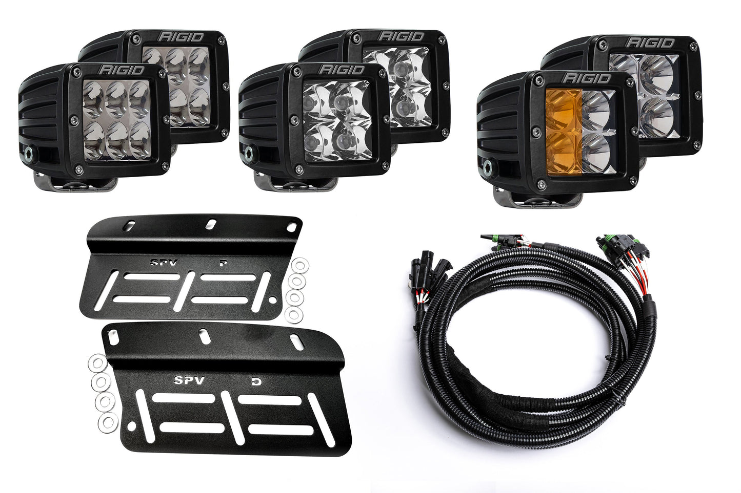 SPV Parts 2021-2025 Ford BRONCO Rigid Industries D-Series PRO Triple Fog Light KIT (Modular Bumper, INCLUDING RAPTOR)
