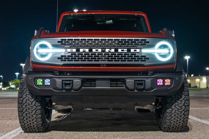 SPV Parts 2022 UP Ford Bronco - NEW Rigid RGBW Radiance/Scene Capable Bumper Fog Light Kit w/ RGBW Backlight - Including Brackets/Harness