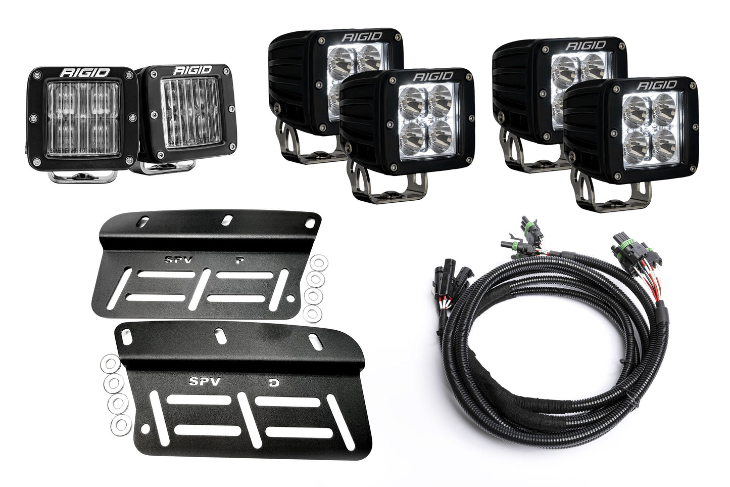 SPV Parts 2021-2026 Ford Bronco - NEW RGBW - Rigid Radiance/Scene Fog Light Kit w/amber backlight - Including Brackets/Harness (Modular Bumper, INCLUDING RAPTOR)