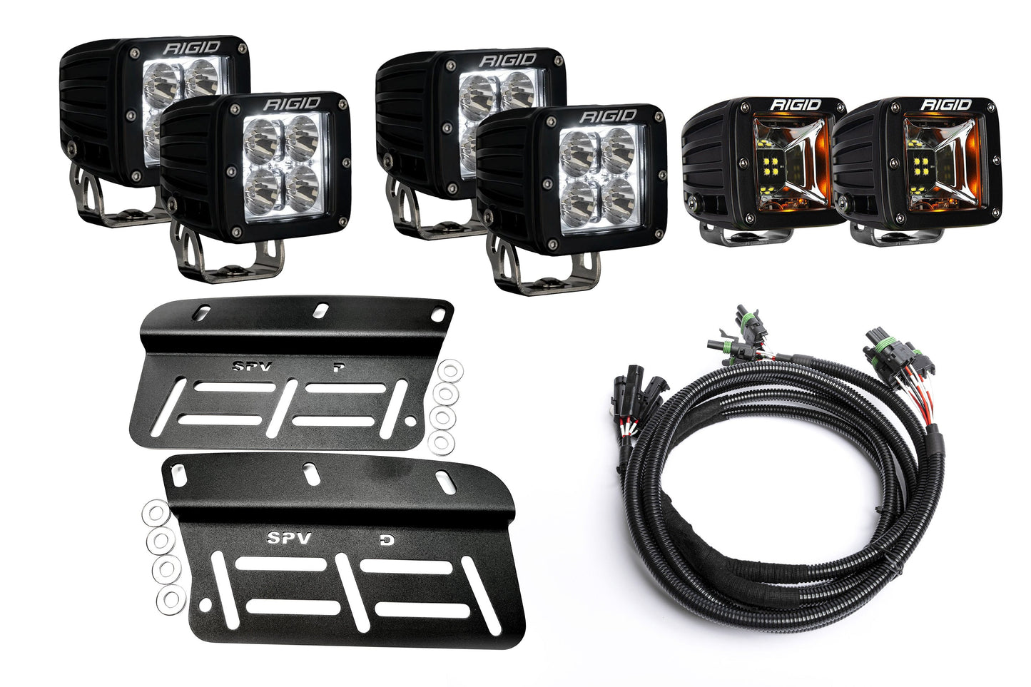 SPV Parts 2021-2026 Ford Bronco - NEW RGBW - Rigid Radiance/Scene Fog Light Kit w/amber backlight - Including Brackets/Harness (Modular Bumper, INCLUDING RAPTOR)