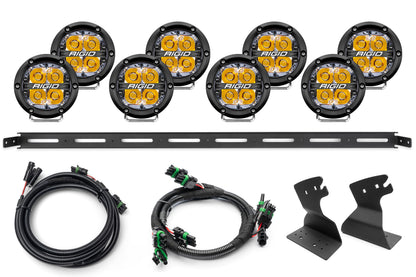 SPV Parts 2021+ Ford Bronco Roofline HIGH Mount Kit w/ 40" Rigid Radiance+ SR Light Bar, (8) Radiance Pods or (8) 4" 360 Lights & Hidden Harness