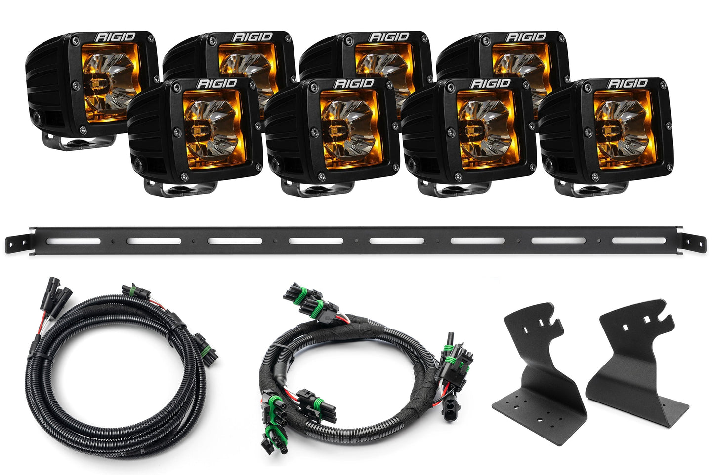 SPV Parts 2021+ Ford Bronco Roofline HIGH Mount Kit w/ 40" Rigid Radiance+ SR Light Bar, (8) Radiance Pods or (8) 4" 360 Lights & Hidden Harness