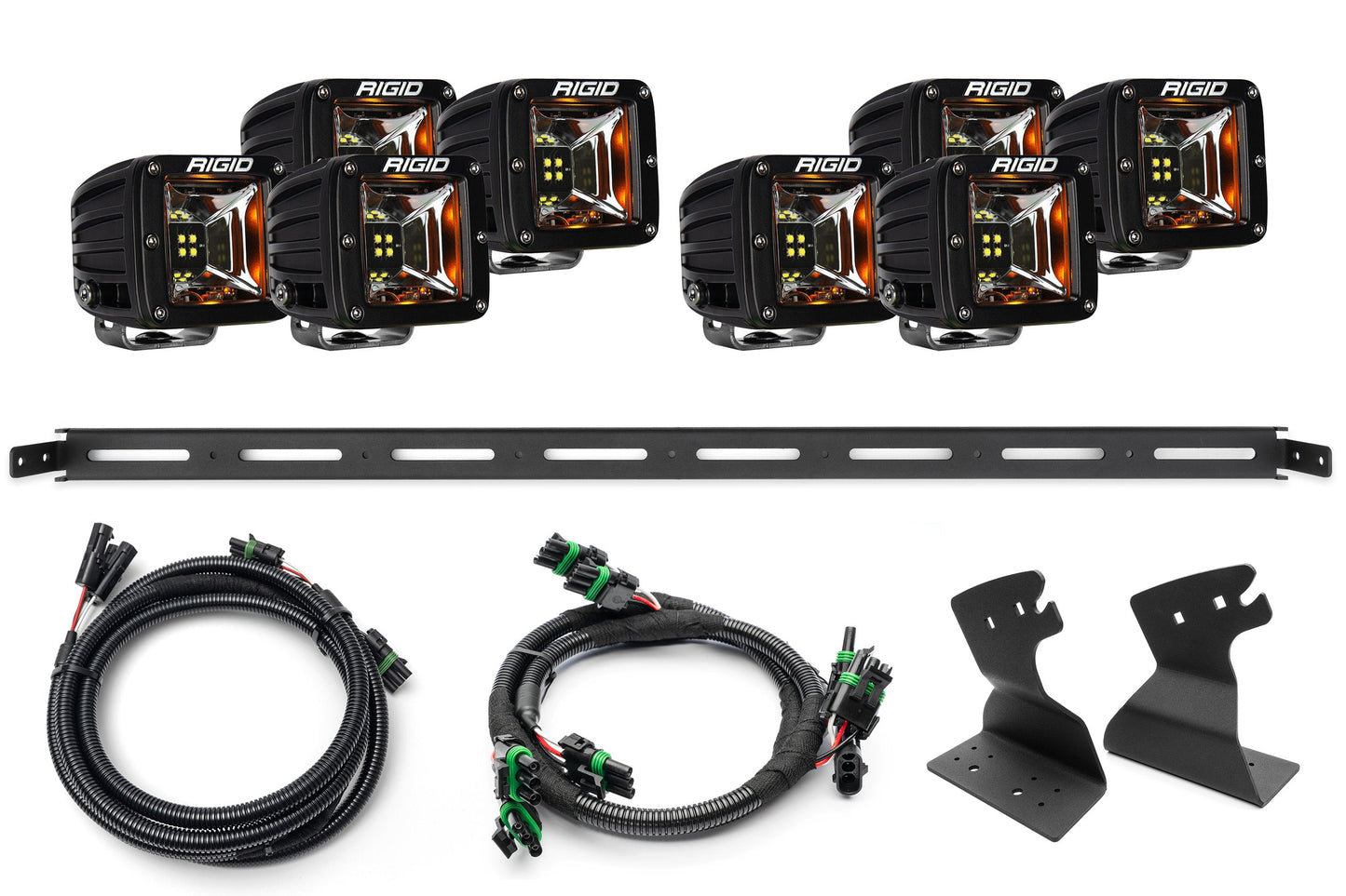SPV Parts 2021+ Ford Bronco Roofline HIGH Mount Kit w/ 40" Rigid Radiance+ SR Light Bar, (8) Radiance Pods or (8) 4" 360 Lights & Hidden Harness