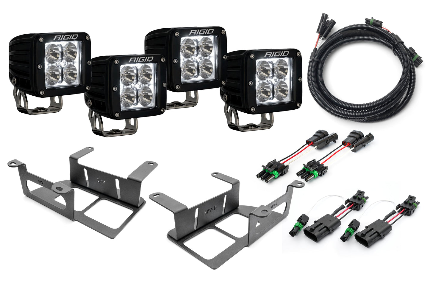 SPV Parts 2022 UP Ford Bronco - NEW Rigid RGBW Radiance/Scene Capable Bumper Fog Light Kit w/ RGBW Backlight - Including Brackets/Harness