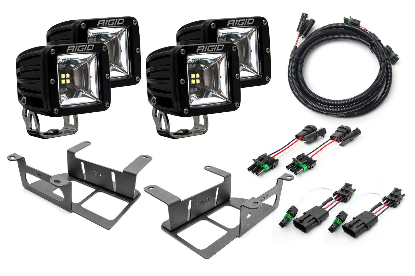 SPV Parts 2022 UP Ford Bronco - NEW Rigid RGBW Radiance/Scene Capable Bumper Fog Light Kit w/ RGBW Backlight - Including Brackets/Harness