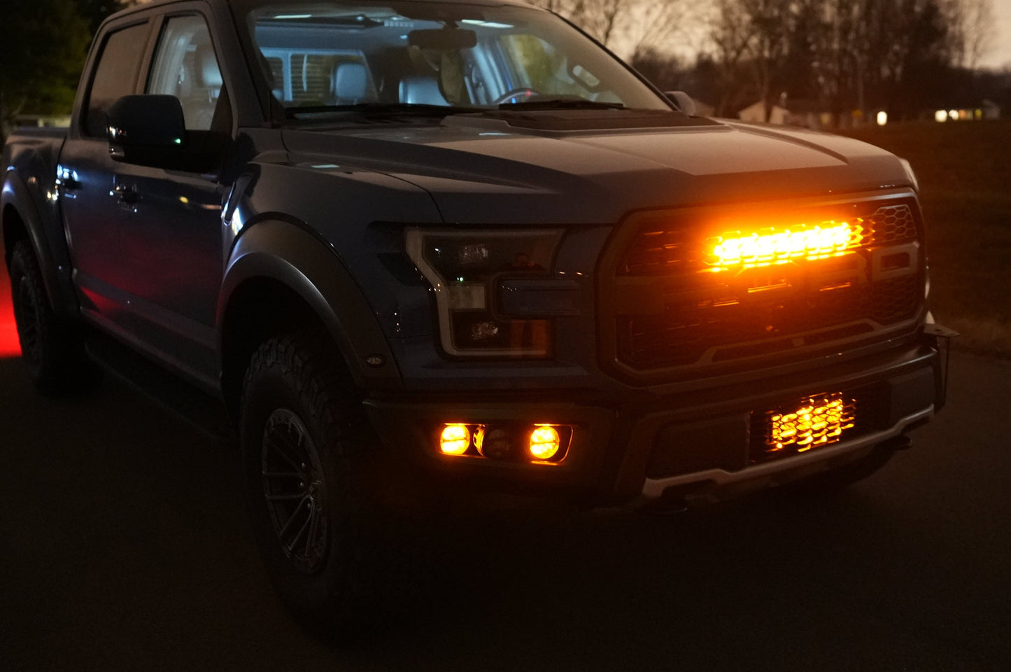 SPV Parts 2017-2020 Ford F-150 Raptor (FULL SIZE) 10'' LOWER Grille Light Bar Kit w/ Rigid Radiance LED (Behind Grille)