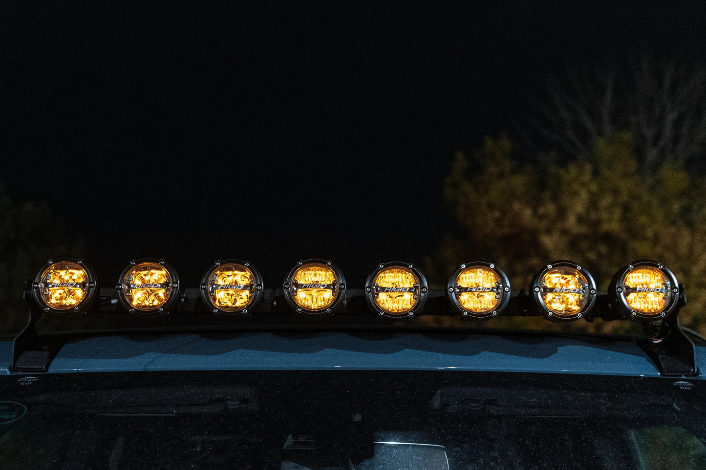 SPV Parts 2021+ Ford Bronco Roofline HIGH Mount Kit w/ 40" Rigid Radiance+ SR Light Bar, (8) Radiance Pods or (8) 4" 360 Lights & Hidden Harness