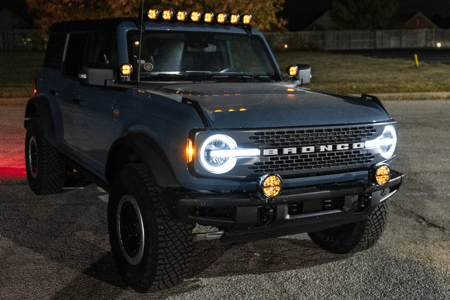 SPV Parts 2021+ Ford Bronco Roofline HIGH Mount Kit w/ 40" Rigid Radiance+ SR Light Bar, (8) Radiance Pods or (8) 4" 360 Lights & Hidden Harness