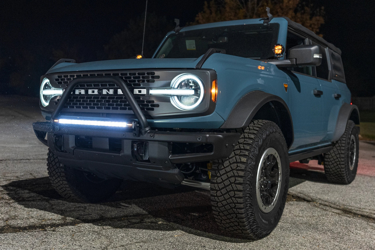 SPV Parts 2021+ Ford Bronco Modular Bumper Light / Light Bar Mounts for 30" Light Bars (Works WITH Ford Brush Bar)