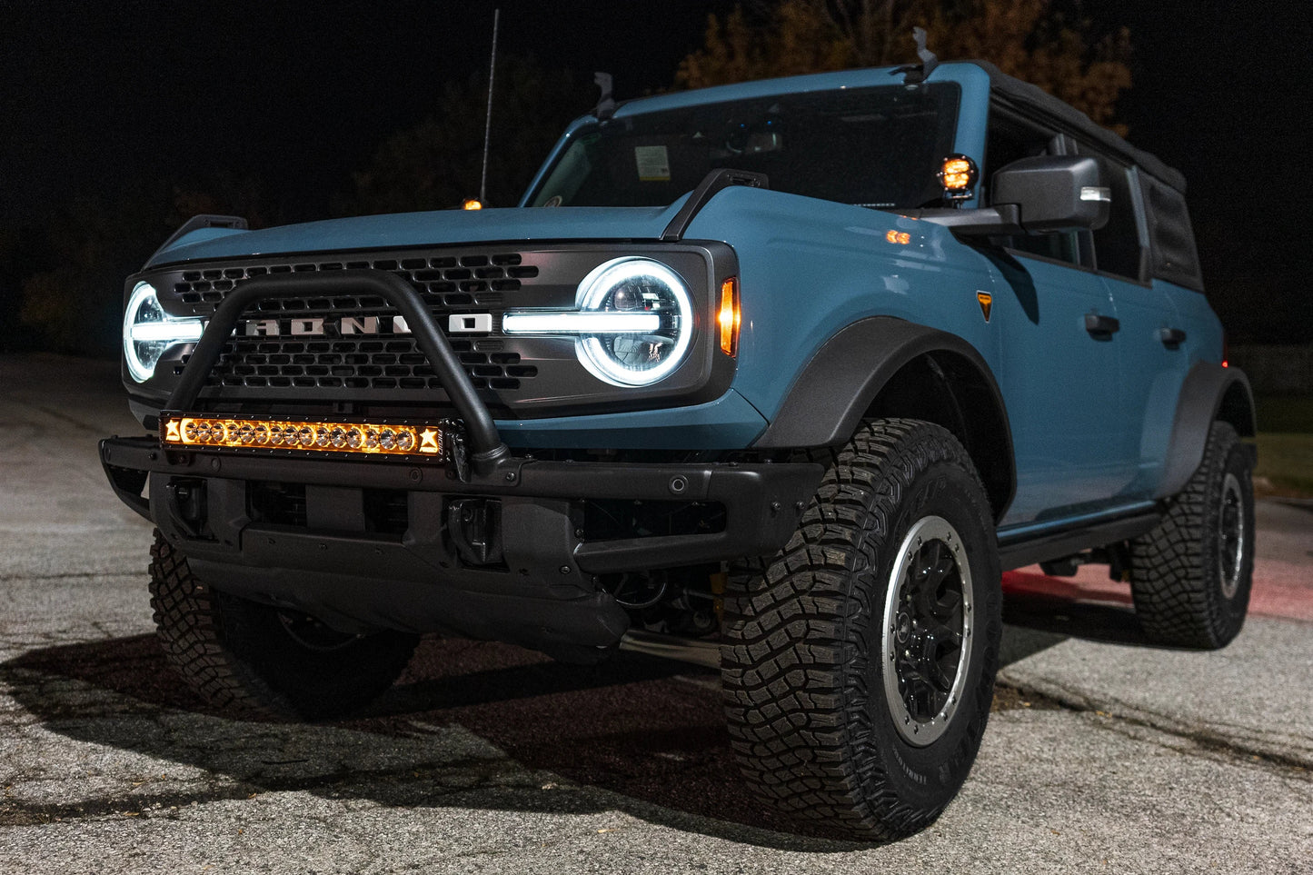 SPV Parts 2021+ Ford Bronco Modular Bumper Light / Light Bar Mounts for 30" Light Bars (Works WITH Ford Brush Bar)