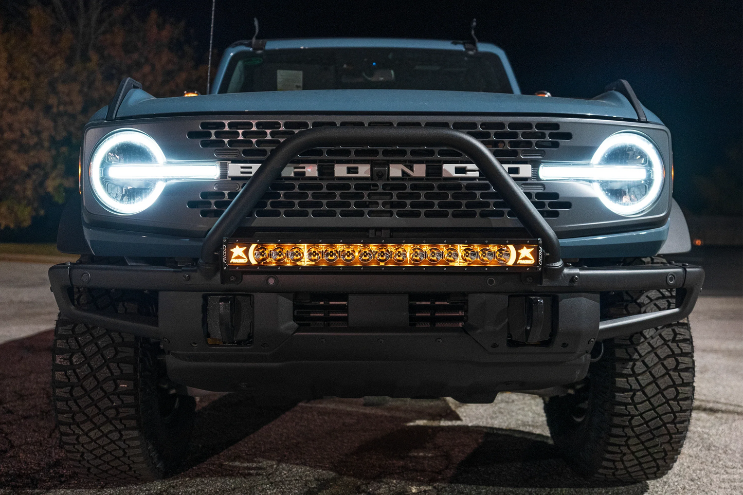 SPV Parts 2021+ Ford Bronco Modular Bumper Light / Light Bar Mounts for 30" Light Bars (Works WITH Ford Brush Bar)