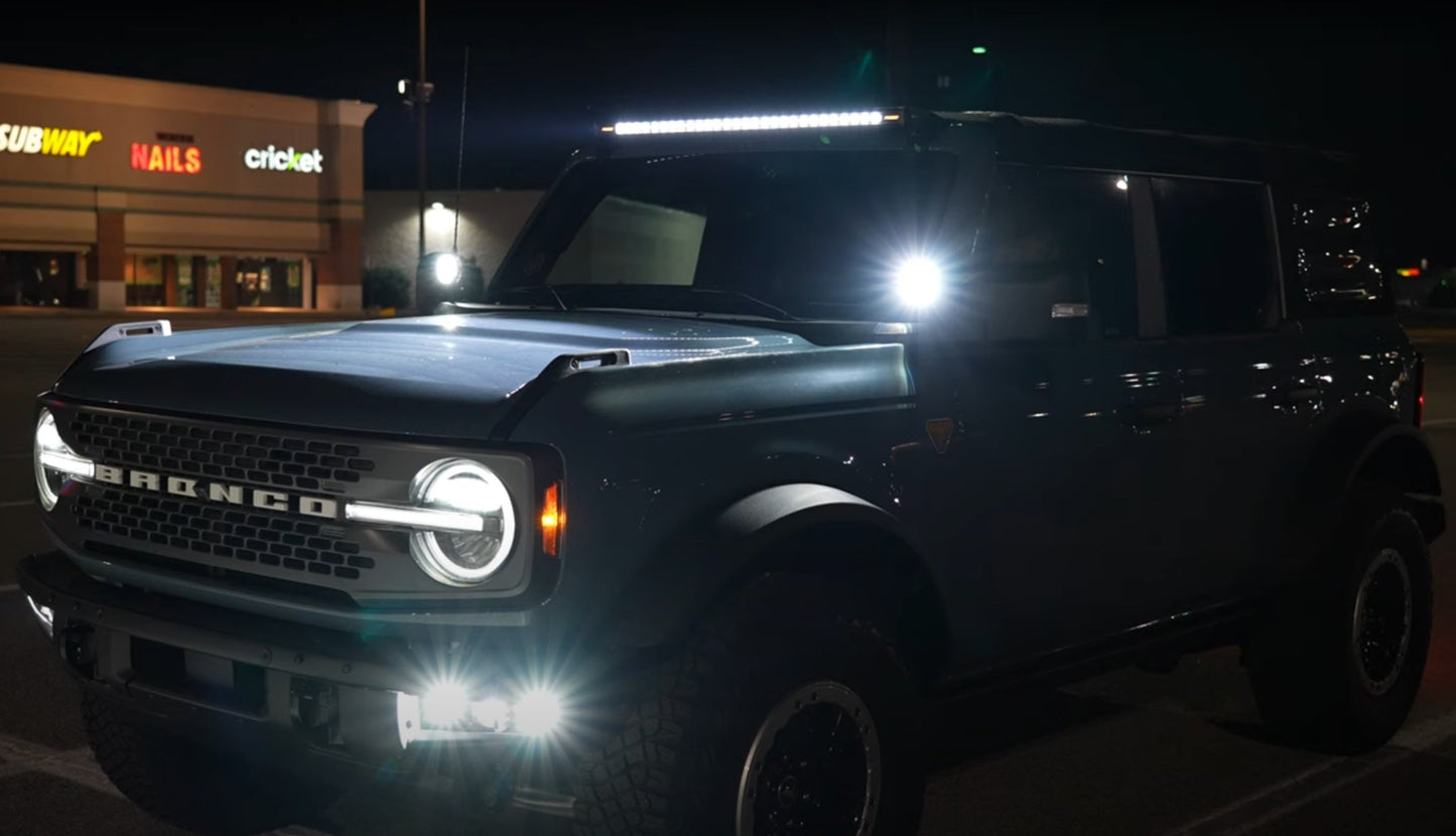 SPV Parts 2021+ Ford Bronco Roofline Mount Kit w/ 40" Rigid Radiance+ SR (With RGBW Backlight) Light Bar & Hidden Harness