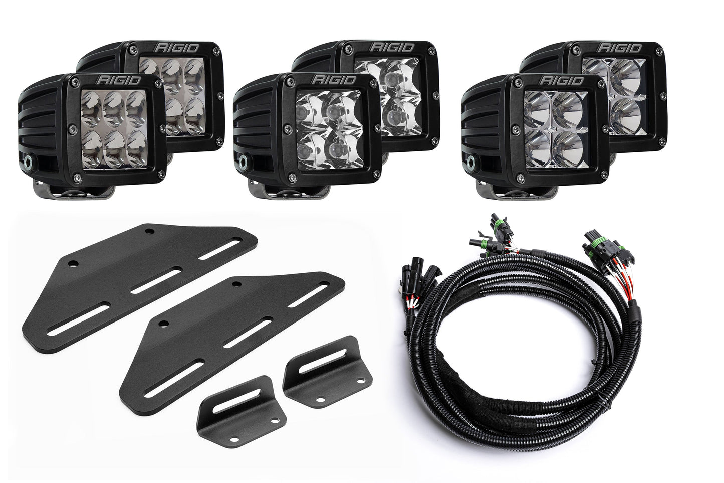 SPV Parts 2024+ Raptor MODULAR BUMPER - Rigid D-Series Pro Triple POST Light Kit - Including Brackets/Harness