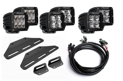 SPV Parts 2024+ Raptor MODULAR BUMPER - Rigid D-Series Pro Triple POST Light Kit - Including Brackets/Harness