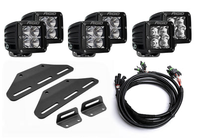 SPV Parts 2024+ Raptor MODULAR BUMPER - Rigid D-Series Pro Triple POST Light Kit - Including Brackets/Harness