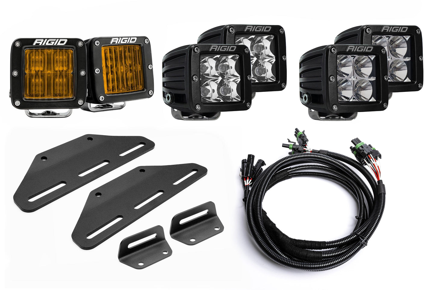 SPV Parts 2024+ Raptor MODULAR BUMPER - Rigid D-Series Pro Triple POST Light Kit - Including Brackets/Harness