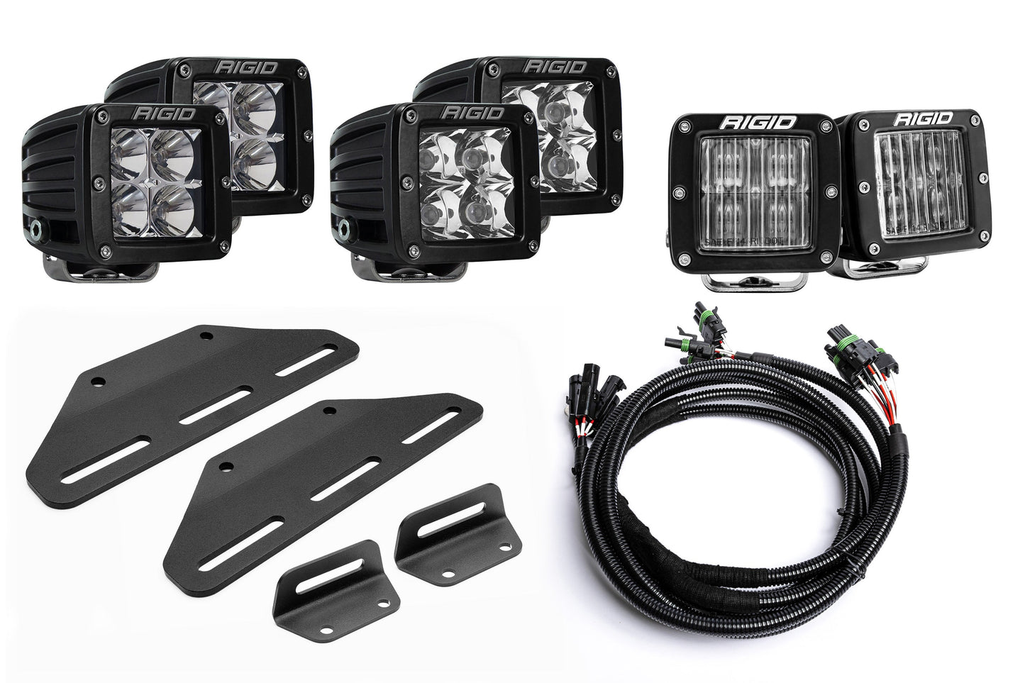 SPV Parts 2024+ Raptor MODULAR BUMPER - Rigid D-Series Pro Triple POST Light Kit - Including Brackets/Harness
