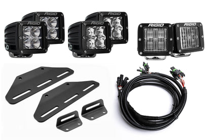 SPV Parts 2024+ Raptor MODULAR BUMPER - Rigid D-Series Pro Triple POST Light Kit - Including Brackets/Harness