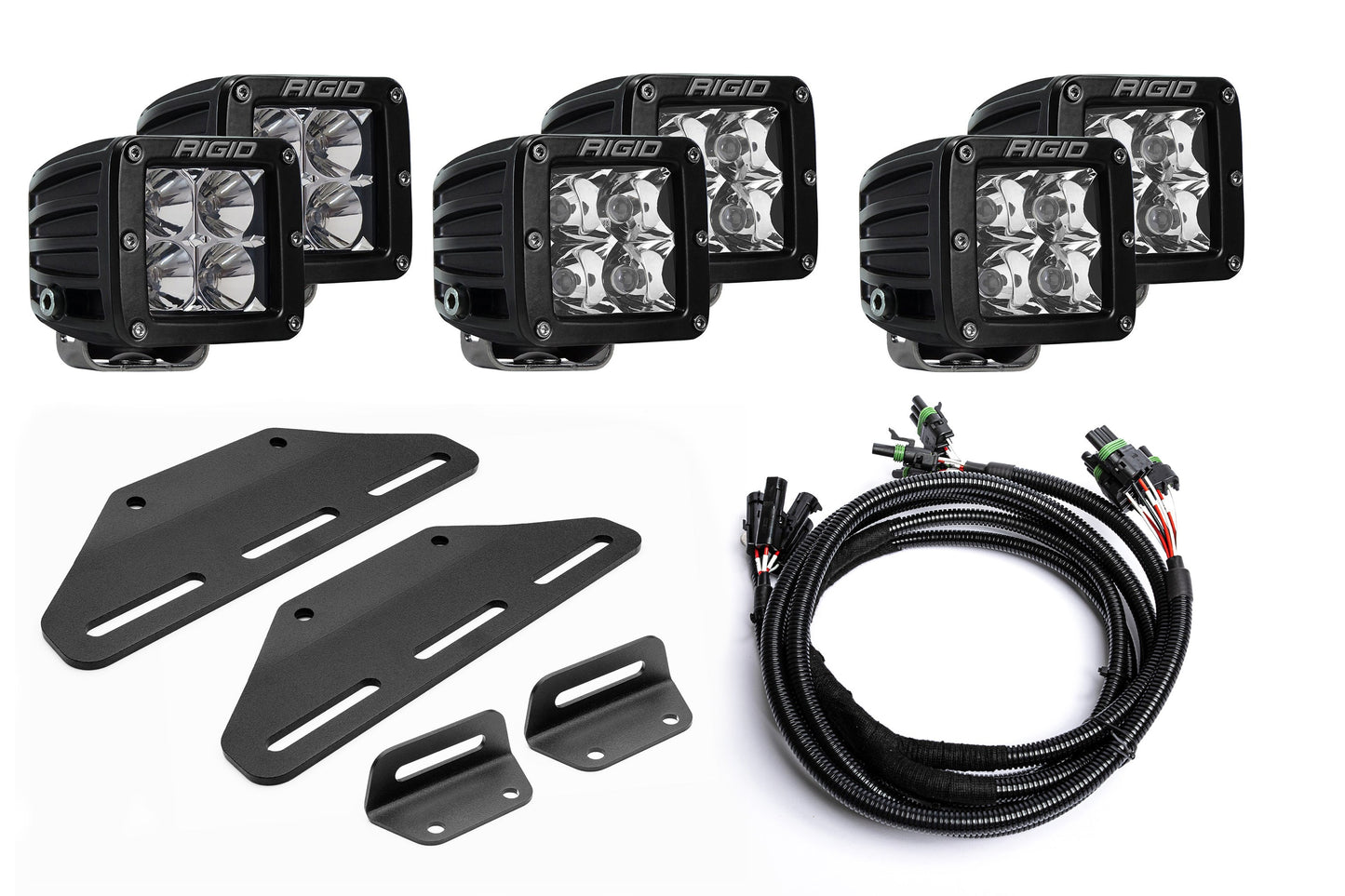 SPV Parts 2024+ Raptor MODULAR BUMPER - Rigid D-Series Pro Triple POST Light Kit - Including Brackets/Harness