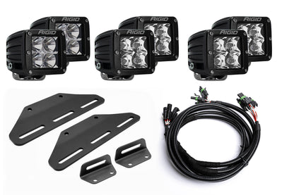 SPV Parts 2024+ Raptor MODULAR BUMPER - Rigid D-Series Pro Triple POST Light Kit - Including Brackets/Harness
