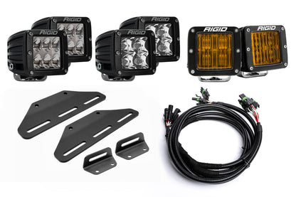 SPV Parts 2024+ Raptor MODULAR BUMPER - Rigid D-Series Pro Triple POST Light Kit - Including Brackets/Harness