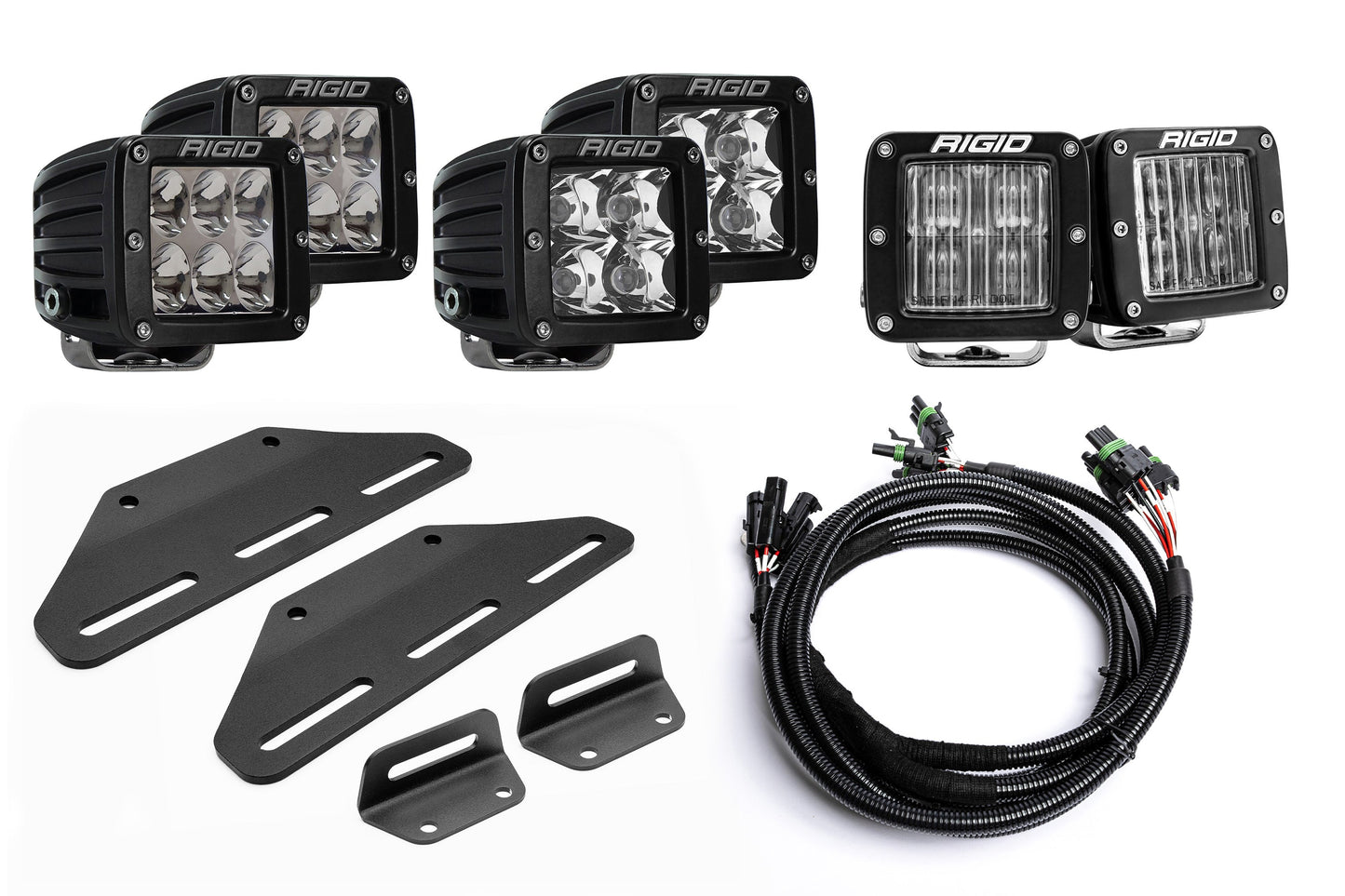 SPV Parts 2024+ Raptor MODULAR BUMPER - Rigid D-Series Pro Triple POST Light Kit - Including Brackets/Harness