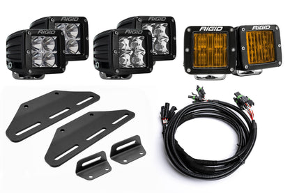SPV Parts 2024+ Raptor MODULAR BUMPER - Rigid D-Series Pro Triple POST Light Kit - Including Brackets/Harness