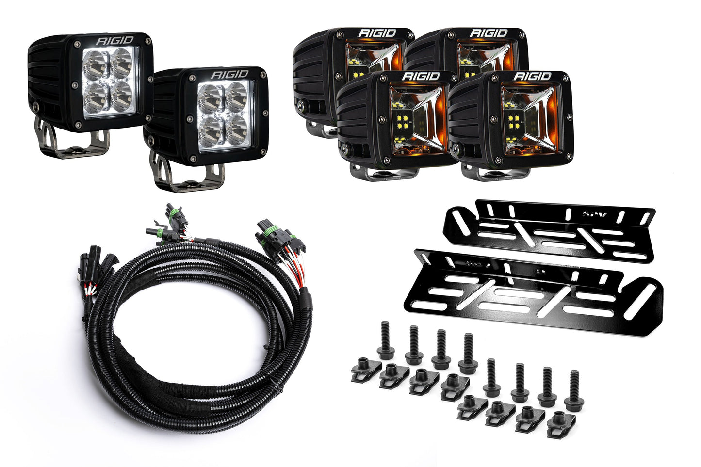 SPV Parts 2021-2026 Raptor - NEW RGBW - Rigid Radiance/Scene Fog Light Kit w/amber backlight - Including Brackets/Harness