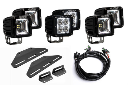 SPV Parts 2024+ Raptor MODULAR BUMPER - Rigid Radiance/Scene Triple POST Light Kit w/amber backlight - Including Brackets/Harness