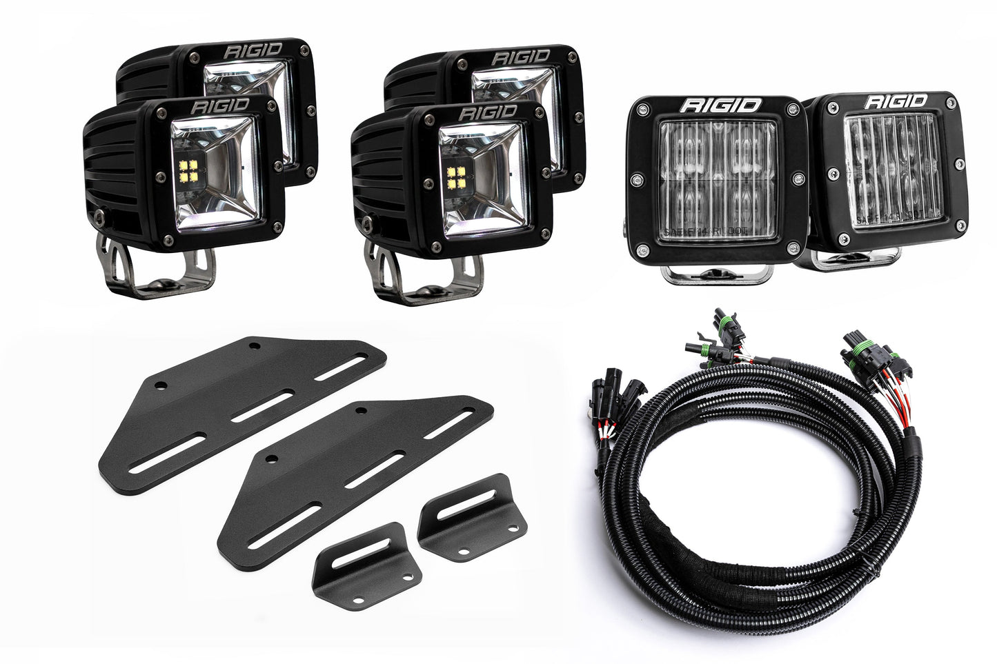 SPV Parts 2024+ Raptor MODULAR BUMPER - Rigid Radiance/Scene Triple POST Light Kit w/amber backlight - Including Brackets/Harness