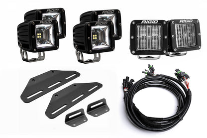 SPV Parts 2024+ Raptor MODULAR BUMPER - Rigid Radiance/Scene Triple POST Light Kit w/amber backlight - Including Brackets/Harness