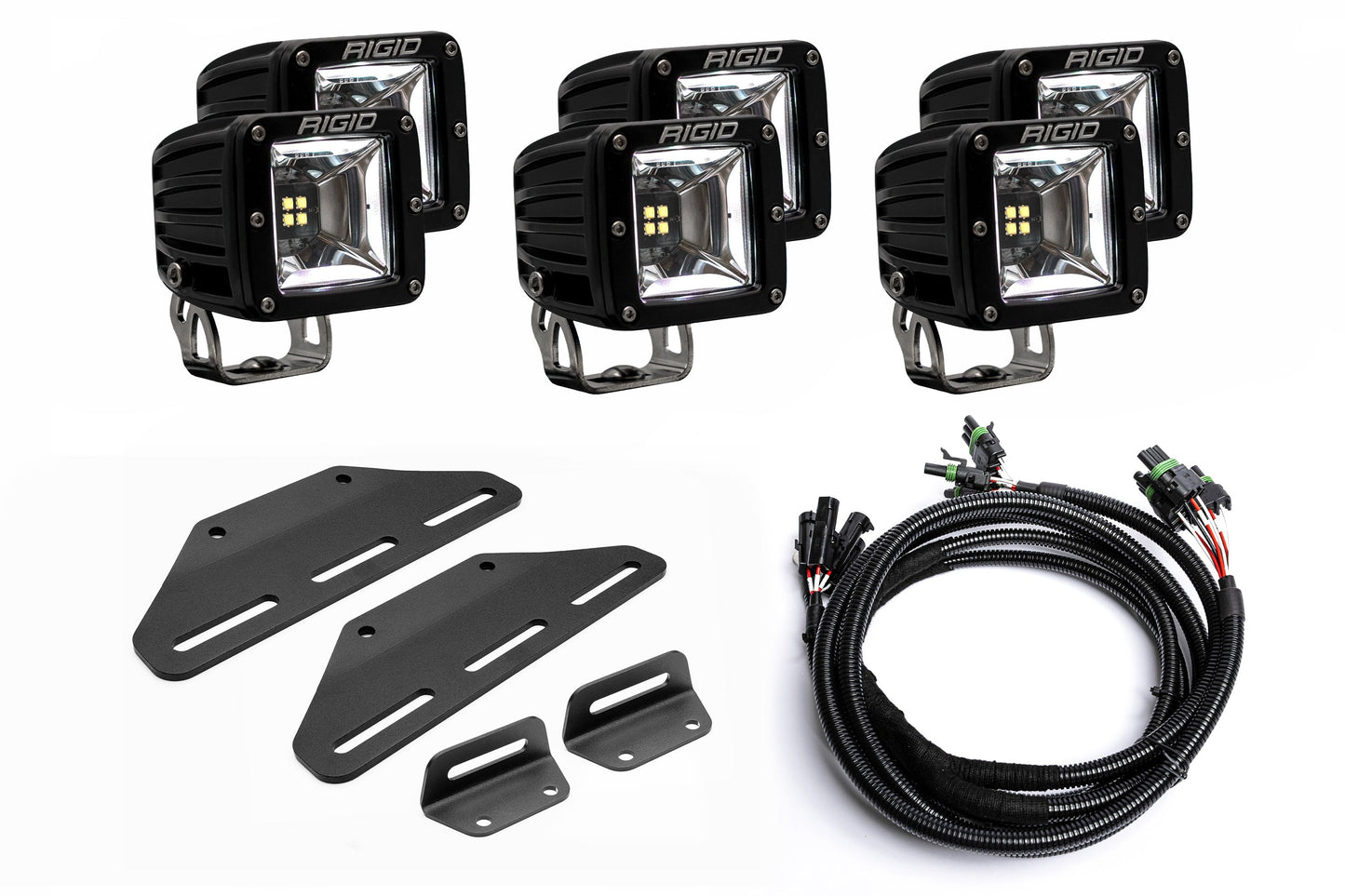 SPV Parts 2024+ Raptor MODULAR BUMPER - Rigid Radiance/Scene Triple POST Light Kit w/amber backlight - Including Brackets/Harness
