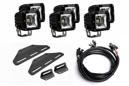 SPV Parts 2024+ Raptor MODULAR BUMPER - Rigid Radiance/Scene Triple POST Light Kit w/amber backlight - Including Brackets/Harness