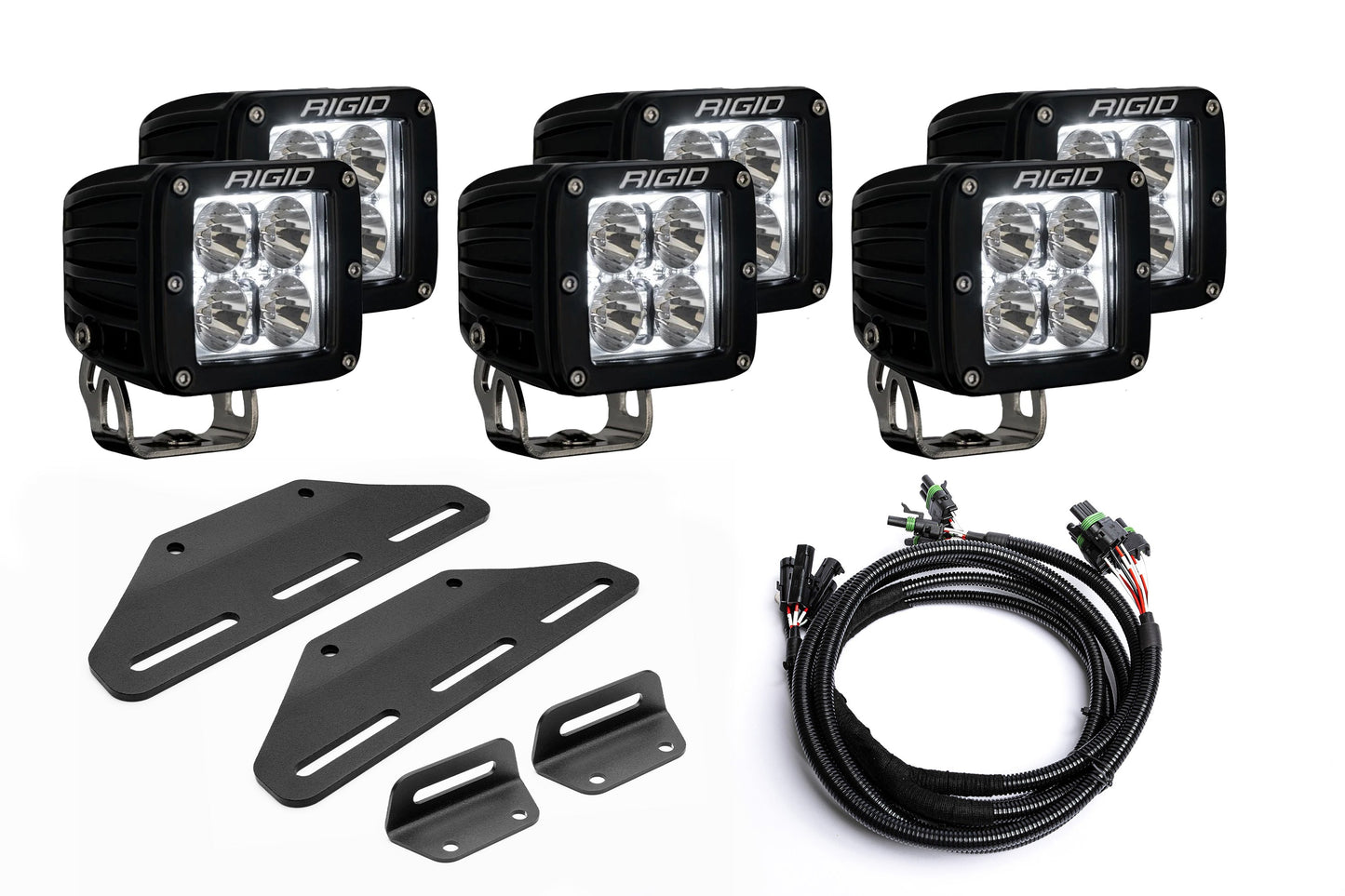 SPV Parts 2024+ Raptor MODULAR BUMPER - Rigid Radiance/Scene Triple POST Light Kit w/amber backlight - Including Brackets/Harness