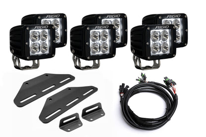 SPV Parts 2024+ Raptor MODULAR BUMPER - Rigid Radiance/Scene Triple POST Light Kit w/amber backlight - Including Brackets/Harness