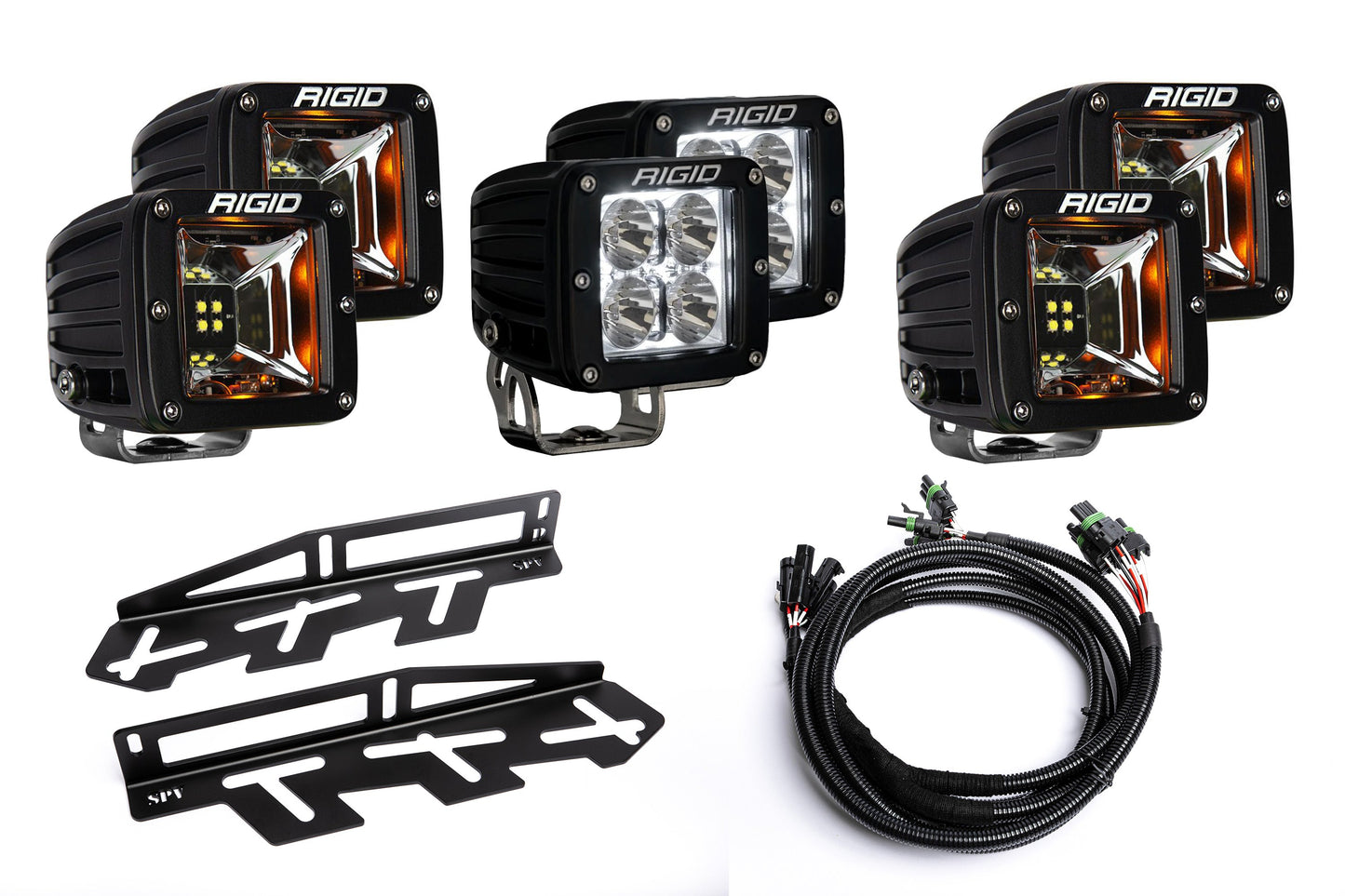 SPV Parts 2017-2020 Ford F-150 Raptor - NEW RGBW - Rigid Radiance/Scene Fog Amber LED Fog Light Kit Including Brackets