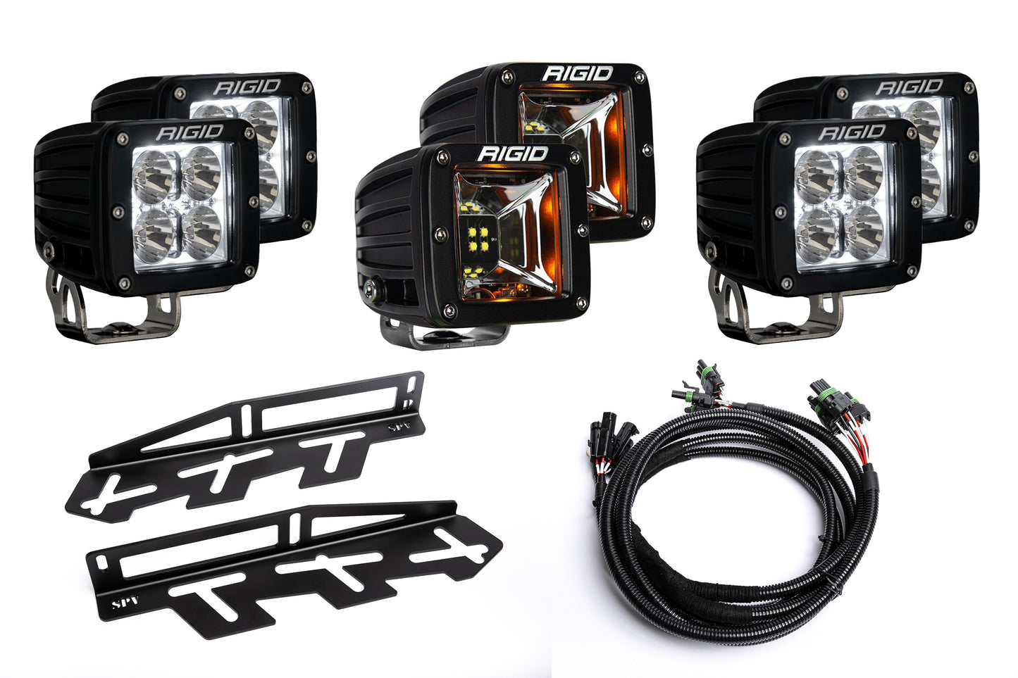 SPV Parts 2017-2020 Ford F-150 Raptor - NEW RGBW - Rigid Radiance/Scene Fog Amber LED Fog Light Kit Including Brackets