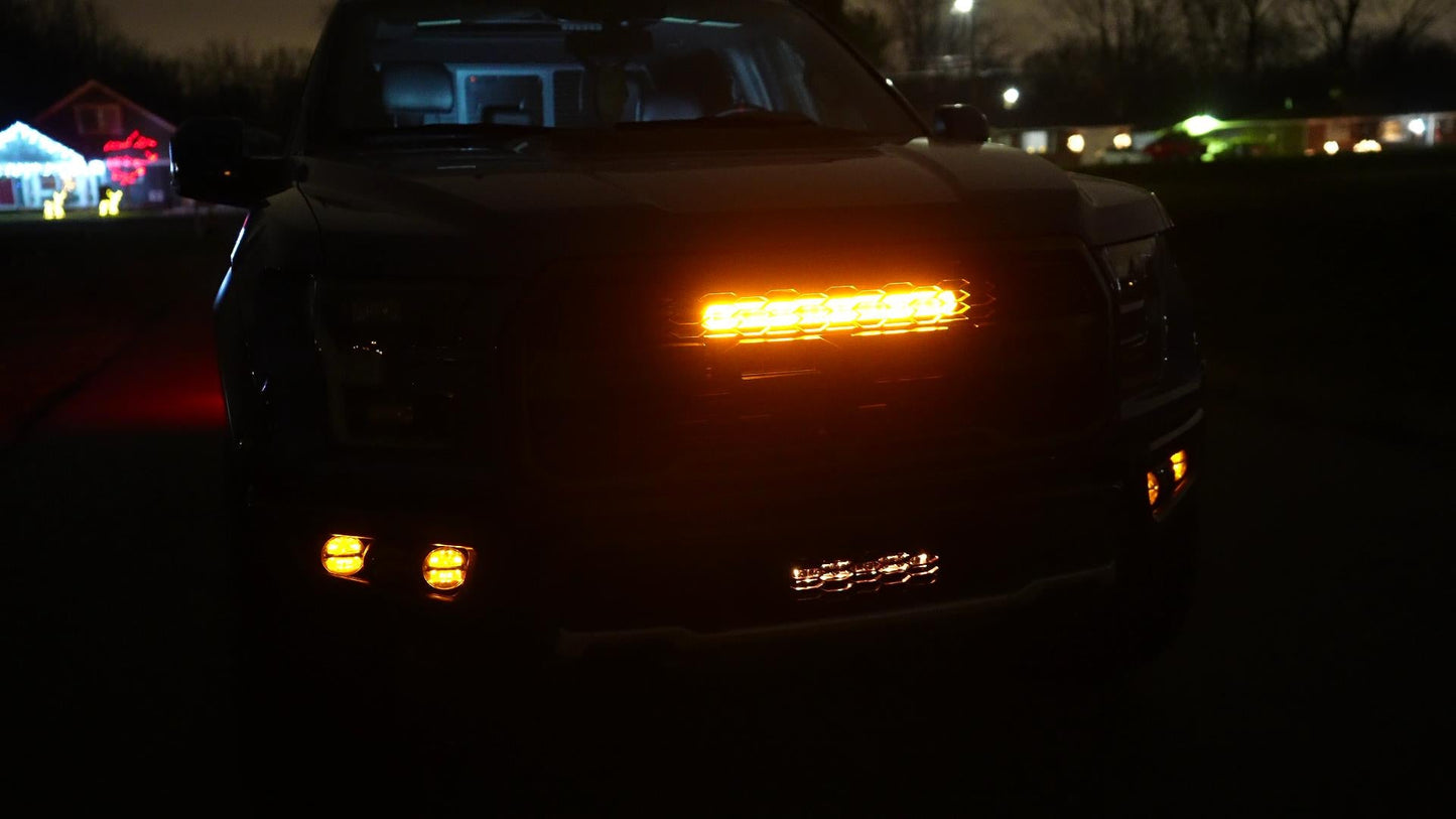 SPV Parts 2017-2020 Raptor (SLIM) 10'' LOWER Grille Light Bar Kit Rigid LED (Behind Grille)