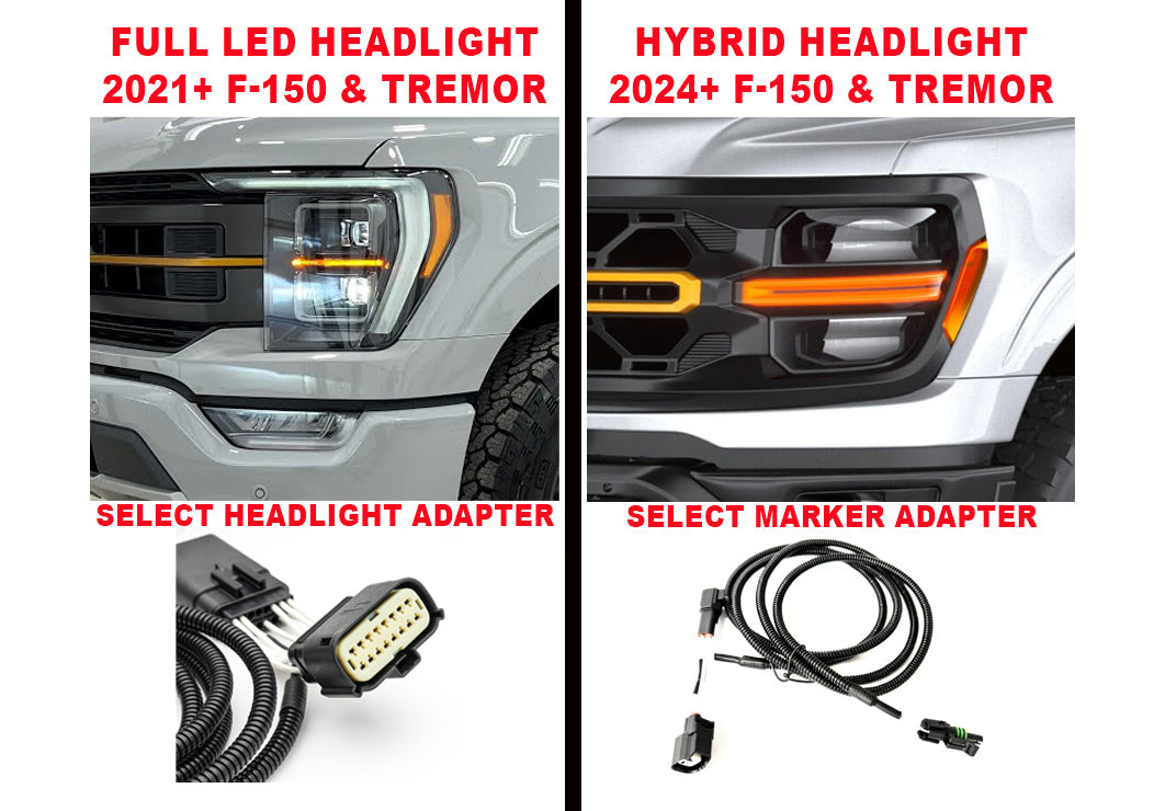 SPV Parts Harness System 2024+ F-150 (& Tremor) HYBRID LED Headlight Parking/Headlight Connector Adapter (Powers Backlights)