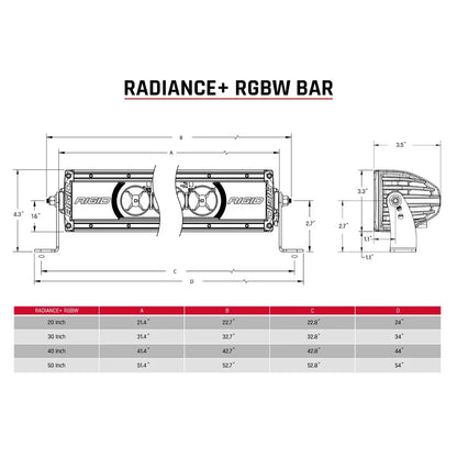 Rigid RADIANCE+ RGBW Series Light Bars (Sizes 10''-50'')